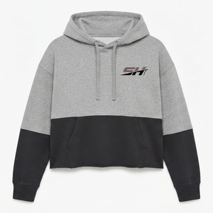 Hoodie court pour femme à prix abordable, style streetwear décontracté, épaules tombantes, respirant, écologique, tricoté 100% coton - Product Image 1