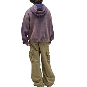 Sweat à capuche noir personnalisé avec logo, style streetwear, coupe oversize, thermique, à manches longues, effet délavé pour homme - Product Image 5