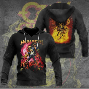 Men's Black Megadeth <b>Band</b> Graphic Print Pullover <b>Hoodie</b> Jersey Casual Regular Fit 100% Cotton Digital Printing - Product Image 1