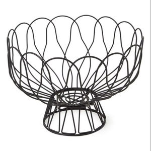 Panier de rangement pour fruits ou légumes tendance pour la cuisine à domicile, forme arrondie, panier en métal recouvert de poudre noire - Product Image 1