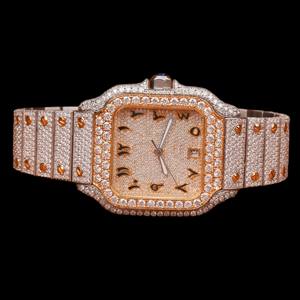 Customized Square Case Roman Numerals Dial Quartz Movement <b>Arabic</b> Numerals Antique Man's Wear Collection Hip Hop <b>Watch</b> - Product Image 1