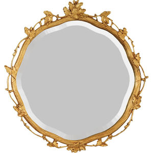 Miroir mural en métal doré de style luxueux, motif de feuilles sculptées, accent en bois doré, miroir décoratif vintage, pièce maîtresse décorative pour la maison - Product Image 1