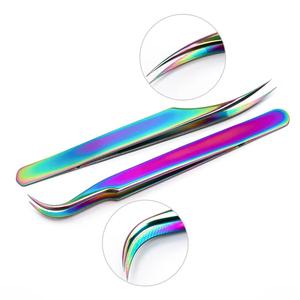Pinzas para Pestañas de Acero Inoxidable Color Arcoíris, Juego de Puntas Suaves de Precisión para Aplicación de Pestañas - Product Image 2