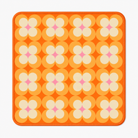Tapis de Mahjong Américain Carré Antidérapant en Néoprène Premium, Orange Floral Rétro, Pliable, Moderne, 33x33 Pouces, Vente en Gros Personnalisée