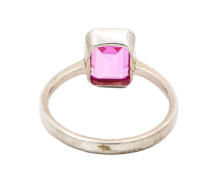 Anillos de Boda para Mujer Hechos a Mano en Plata de Ley 925 con Circonita Cúbica Rosa en Engaste de Bisel, Novedad para Venta al por Mayor - Product Image 5