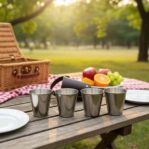 Imra Impex – Lot de 4 verres à shot incassables avec étui de voyage en cuir PU – Mini-tasses à whisky et vodka – Couleur et logo personnalisables 2026 - Product Image 5