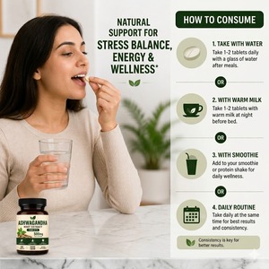 Comprimés d'extrait de racine d'ashwagandha 100 % pur, testés en laboratoire, qualité alimentaire, 500 mg, 60 comprimés, favorisent l'énergie - Product Image 5