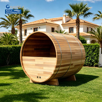 Sauna de Barril para Exteriores de Cedro Rojo de Grado Profesional, de 2 Piezas, con Certificación ETL, WiFi y App, para Retiro de Bienestar en Malasia