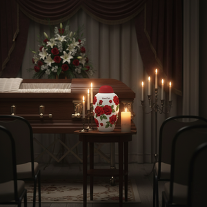 Urna Funeraria de Metal, Diseño Floral, Patrón de Rosas, Recuerdo Conmemorativo, Urna Decorativa de Nuevo Diseño - Product Image 5