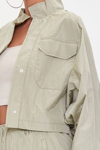 <b>Women's</b> Solid Color <b>Cargo</b> Pants Set Loose Fit Stand Collar <b>Jacket</b> With Pockets Casual Windbreaker Tracksuit Set - Product Image 5