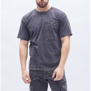 เสื้อยืดผู้ชายทรงโอเวอร์ไซส์ ผ้าคอตตอน 250GSM ล้างสีแบบแอซิดวอช สไตล์วินเทจ รับผลิตตามแบบ OEM แบรนด์ส่วนตัว โรงงานผู้ผลิต - Product Image 1