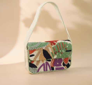 Bespoke Hand-Embroidered <b>Sequin</b> Floral Fashion Bohemian Beaded Single Strap Underarm Shoulder Polyester Outdoor Travel Purse - Product Image 1