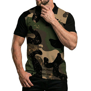 เสื้อโปโลพิมพ์ลายพรางแบบซับลิเมชั่นสั่งทำพิเศษสำหรับผู้ชาย ขายส่ง เสื้อโปโลกอล์ฟลายพรางสองสี น้ำหนักเบา สำหรับกิจกรรมกลางแจ้งสำหรับผู้ชาย - Product Image 3