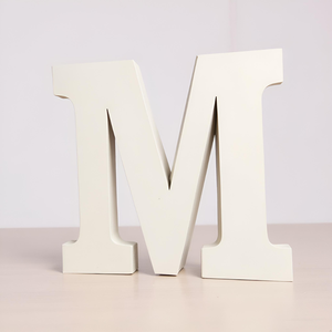 Décorations en bois en forme de lettre M, lettres anglaises majuscules blanches, découpées pour travaux d'art et d'artisanat, décoration de la maison, projets scolaires et design créatif - Product Image 4