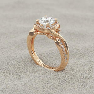 Anillo de Compromiso con Diamante Cultivado en Laboratorio, Oro Rosa de 14K, Corte Halo Infinito, para Fabricante de Joyería Personalizada Certificada, OEM ODM - Product Image 6