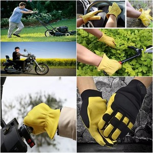 Nouveaux Gants de Sécurité 2026 en Cuir de Vache Jaune et Noir, Élastiques, pour Conduite, Travail, Jardinage et Usage Domestique, Fabriqués au Pakistan - Product Image 5