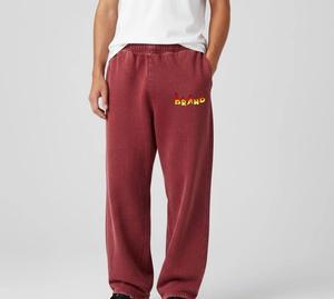 Pantalon de jogging gris surdimensionné à jambe large avec passepoil en molleton de coton, personnalisé OEM, grandes tailles, pour femme - Product Image 3