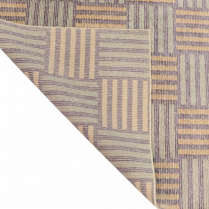 พรมลายสาน DECORDEC สีเหลืองมัสตาร์ด สีม่วงมะกอก ทำจากขนสัตว์ กันลื่น เป็นมิตรกับสิ่งแวดล้อม ลายเรขาคณิต สำหรับห้องนั่งเล่น - Product Image 5