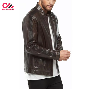 Wholesale High Quality <b>Men's</b> Genuine <b>Bike</b> Leather <b>Jacket</b> Stand Up Collar Fashionable Top Quality Leather <b>Jacket's</b> For <b>Men</b> - Product Image 2
