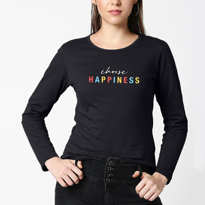 Women <b>Long</b> Sleeve O-Neck T-Shirt Solid Color Knitted Casual <b>Top</b> Regular Fit Full Sleeve <b>Black</b> - Product Image 2
