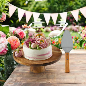 แท่นวางเค้กไม้อะคาเซียขัดเงาทำด้วยมือพร้อมจานเค้กฐานโดมอุปกรณ์สำหรับใช้บนโต๊ะอาหารอุปกรณ์ทำเค้กระดับพรีเมียม - Product Image 1