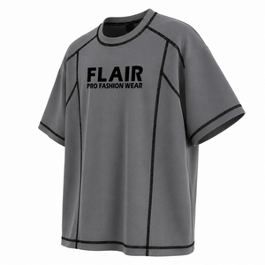 Custom Oversized Streetwear <b>T</b>-<b>Shirt</b> | Premium Breathable Canvas Blank Embroidered Contrast <b>Stitch</b> Tee | - Product Image 5