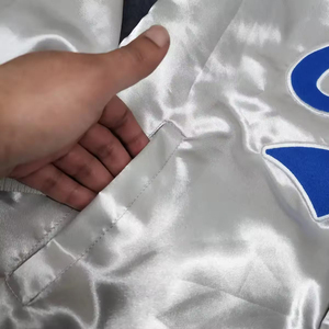Hot Selling Men's University Varsity <b>Jacket</b> Men's <b>Silver</b> Blue Embroidered Letterman Bomber Zipper Front Preppy Style Autumn Wear - Product Image 2