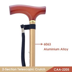 Bastón para caminar de aleación de aluminio ultraligero ajustable con mango de madera Altura ajustable 70,5-96,5 cm 110kg Capacidad de carga - Product Image 2