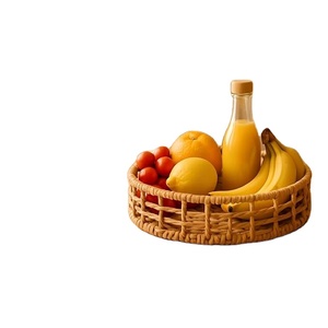 Cesta de Frutas Redonda de Ratán de Primera Calidad, Decoración de Mesa, Cesta Tejida para Servir Frutas, Tamaño Personalizado, Decoración del Hogar - Product Image 1