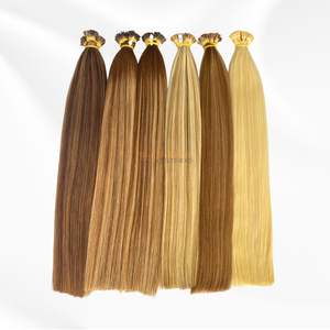 Meilleure vente 100% extensions de cheveux humains Raw Straight I-Tip prix de gros d'usine soyeux et lisses sans cheveux synthétiques mélangés - Product Image 5