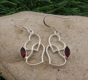 Natural <b>Red</b> Garnet <b>Drop</b> <b>Earrings</b> 925 Sterling Silver Luxury Dainty Wine <b>Red</b> Gemstone Party - Product Image 2