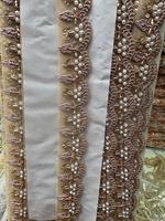 Dentelle brodée vintage à motif arc-en-ciel métallique fantaisie, perles de polyester à paillettes, écologique, soluble dans l'eau, couleur personnalisée