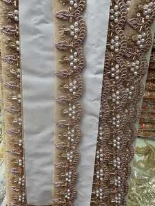 Tissu en dentelle brodé soluble dans l'eau, écologique, en polyester à motif arc-en-ciel métallique fantaisie avec perles de paillettes, 9 mètres, qualité supérieure pour chaussures - Product Image 2