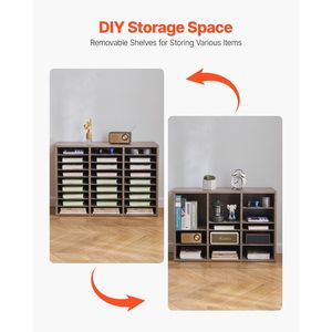 Organizzatore per Documenti in Truciolato a 27 Scomparti con Ripiani Rimovibili, Classificatore Postale per Casa o Ufficio - Product Image 5