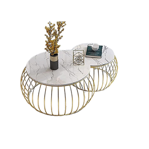 Table basse de luxe moderne avec plateau en marbre et structure en métal doré pour salon - Product Image 6