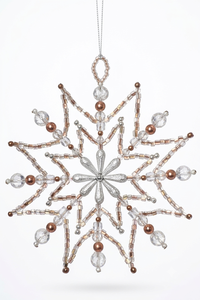 Crystal Beaded Snowflake <b>Christmas</b> Ornament Rose <b>Gold</b> Hanging Tree <b>Decoration</b> Handmade Holiday Decor - Product Image 6