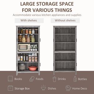 Armadio 4 porte 64 \ "cucina Freestanding dispensa in rovere grigio con 3 ripiani regolabili per una efficiente organizzazione della cucina - Product Image 4