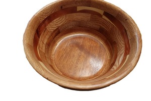 Bol en bois segmenté tourné à la main, vintage, en cèdre, chêne, noyer, acajou, pour service, vaisselle rustique de cuisine, en gros pour l'exportation - Product Image 5