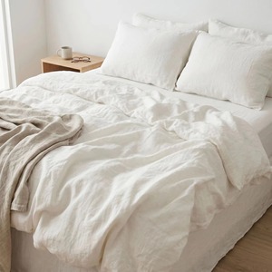 Parure de lit en pur lin 4 pièces avec taies d'oreiller : 1 drap plat, 1 drap-housse, 2 taies d'oreiller - Product Image 1
