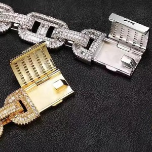 Round Shape Moissanite Diamond Cuban Link <b>Chain</b> Silver Hip Hop Style Trendy <b>Iced</b> <b>Out</b> Gift for Men's Wedding Branded <b>Chains</b> India - Product Image 4