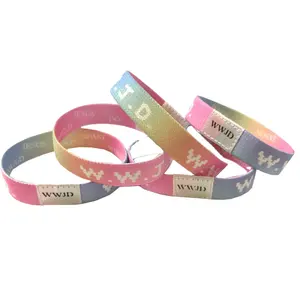 Pastel tie-dye color for WWJD print What Would Jesus Do logo elastic bracelets and print label