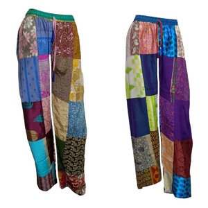 New Silk Saree Latest Patch Work <b>Trouser</b> <b>Summer</b> Wear Multi Color Traditional Indian Boho <b>Trouser</b> for <b>Women</b> - Product Image 1