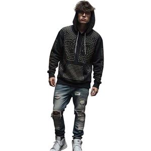 Sudaderas con capucha hombres Ropa Impresión en demandas Rhinestone Sudadera con capucha Custom Heavyweight 100 sudaderas con capucha para hombres Streetwear Y2K - Product Image 1