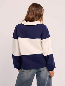 Sweat-shirts à demi-zip à manches longues pour femmes, style automne, coupe oversize, collection Queen, vêtements et tenues - Product Image 2