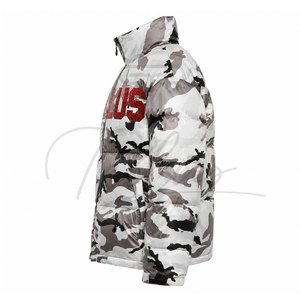 Blouson d'hiver matelassé pour homme de haute qualité, à capuche, camouflage, chaud et confortable, avec logo personnalisé, conception OEM, col montant, fermeture avant - Product Image 3