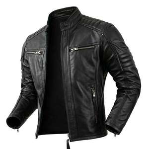 100% Genuine Leather Coated Unisex Motorcycle <b>Jacket</b> with Custom Logo and Label Embroidered High-Collar Cotton-Filled Women's - Product Image 2