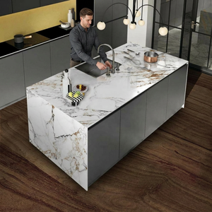 Dalles de porcelaine sinterisée de luxe, format jumbo, 1600x3200mm, 12mm, Arbaescato Gold, pour îlots de cuisine - Product Image 3