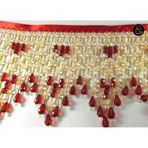 Flecos con cuentas rojas y doradas BF773 de buena calidad, fabricados en India por Refratex. Compre directamente del proveedor a precio de fábrica. - Product Image 1