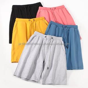 Ropa deportiva Pantalones cortos de sudor Tallas grandes Boxer personalizado Running Plain Mujeres Hombres Knit Gym Terry Cotton Knit Short Pants con bolsillos - Product Image 1