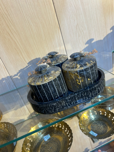 Pot de rangement en métal pour fruits secs avec couvercle, récipient décoratif pour noix et bonbons pour comptoir de cuisine, table à manger, service festif - Product Image 6